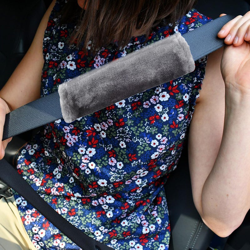 MOONET 2 Packs Car Seatbelt Covers Shoulder Pad for More Comfortable Driving, Universal Seat Belt Cover for Handbag Camera Backpack Straps, Soft Faux Sheepskin Wool Seat Belt Cushion (Gray) - Image 5